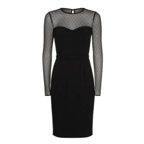 Hobbs London | Fitted Crepe and Lace Dress - Picture 1 of 14